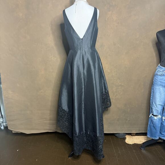 Monique Lhuillier ML Collection Black High-Low Lace Hem Gown – Size 10 - Picture 6 of 13